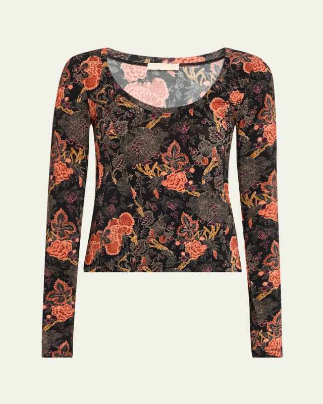 Aris Printed Long-Sleeve Jersey Top